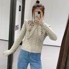 Embroidered Collar Cable Knit Sweater