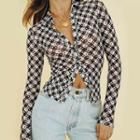 Two-tone Patterned Crop Shirt
