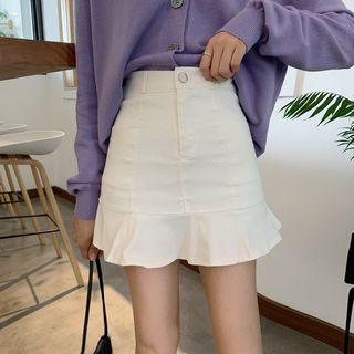 High-waist Plain Mermaid Mini Skirt