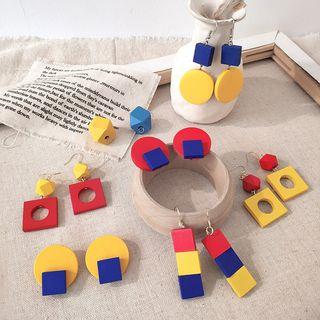Wooden Block Dangle Earring (various Designs)