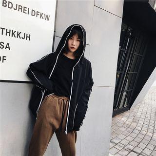Loose-fit Contrasted Hooded Light Jacket
