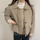 Quilted Button Jacket Khaki - One Size