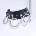Chained Faux Leather Choker Black - One Size