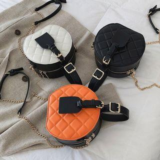 Quilted Faux Leather Round Handbag