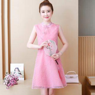 Traditional Chinese Mesh Overlay A-line Dress