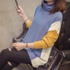 Turtleneck Color Panel Knit Sweater