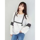 Bishop-sleeve Lace-trim Top