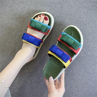 Ribbon Accent Platform Bench Sandals