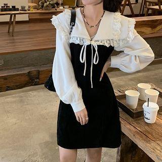 Lace Trim Sailor Collar Mini Dress