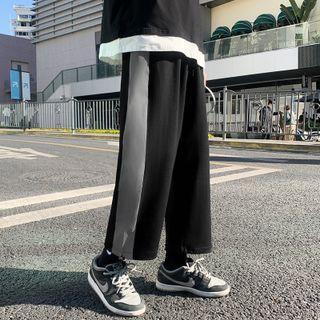 Two-tone Drawstring-cuff Cropped Pants
