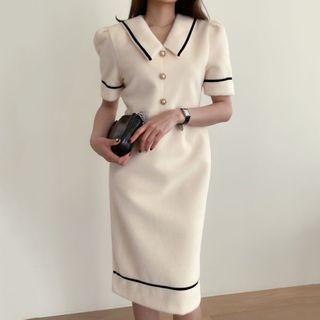 Short-sleeve Fleece Shift Dress