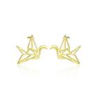 Sterling Silver Simple And Elegant Hollow Swallow Stud Earrings Golden - One Size