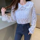 Collared Lace Blouse White - One Size