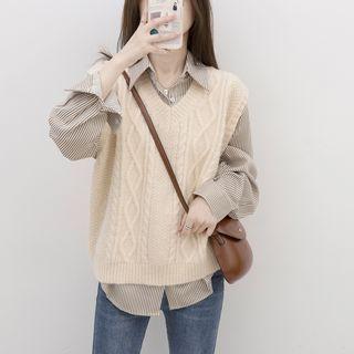 Plain Cable Knit Sweater Vest