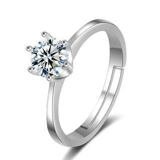 Rhinestone Ring 7542 - 01 - Silver - One Size