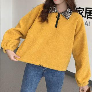 Leopard Collar Loose Top