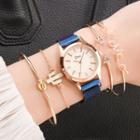 Set: Alloy Mesh Strap Watch + Bracelet