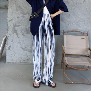 High Waist Tie-dye Wide Leg Pants Pants - One Size