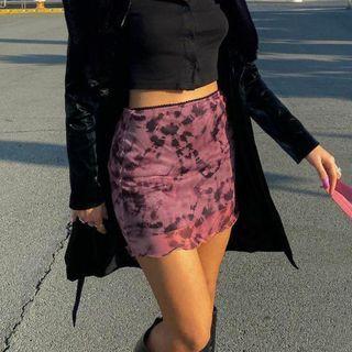 Print Mini Mesh Skirt