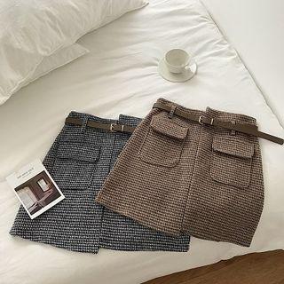 Houndstooth Slim-fit Skirt
