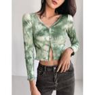 Tie-dyed Slited Crop T-shirt