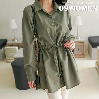 Dip-back Drawstring-waist Blouse
