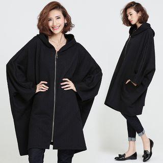 Dolman-sleeve Hooded Coat