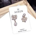 Non-matching Faux Pearl Dangle Earring 1 Pair - Silver Earrings - Gold - One Size
