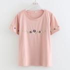 Flower Short-sleeve T-shirt Pink - One Size