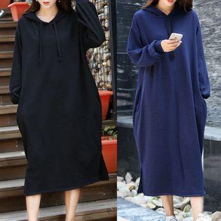 Fleece-lined Midi Hoodie Dress