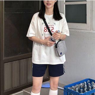 Short-sleeve Crew-neck Loose-fit Print T-shirt