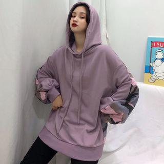 Couple Matching Camo Print Panel Hoodie
