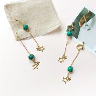 Non-matching Bead Star Drop Earring