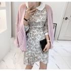 Wrap-front Floral Pattern Mini Dress