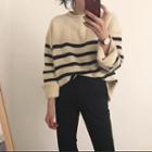 Crew Neck Stripe Sweater Black Stripes - Off-white - One Size