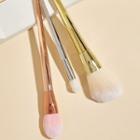 Set Of 3: Makeup Brush 3 Pcs - Gold & Silver & Rose Gold - One Size