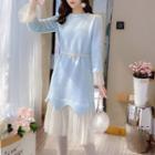 Mock Two-piece Long-sleeve Dress / Lace Long-sleeve A-line Dress