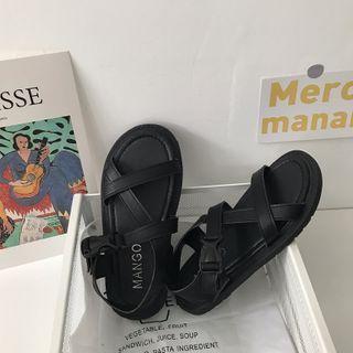 Cross Strap Snap Buckle Flat Sandals
