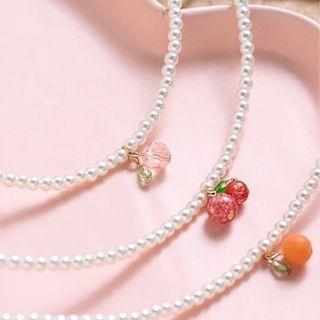 Faux Crystal Fruit Pendant Faux Pearl Choker