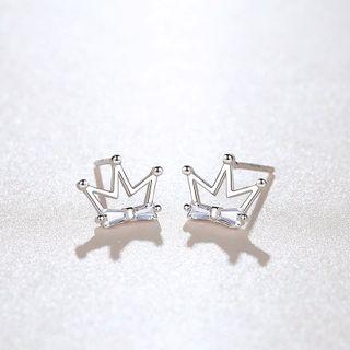 Rhinestone Crown Stud Earring Crown - One Size