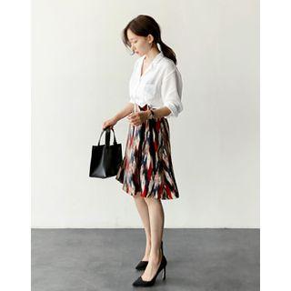Notched-lapel Pocket-detail Blouse