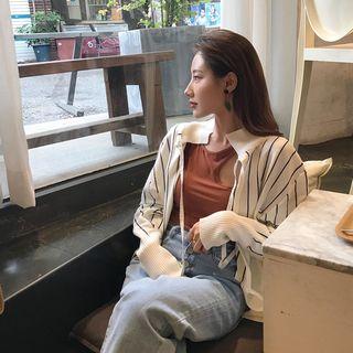 Striped Slim-fit Convestable Cardigan