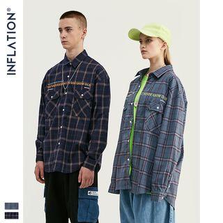 Unisex Loose-fit Plaid Shirt