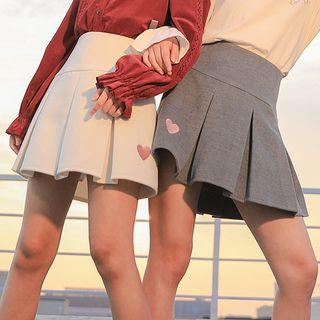 Heart Embroidered Mini Skirt