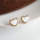 Resin Heart Earring 1 Pair - S925 Silver - As Shown In Figure - One Size