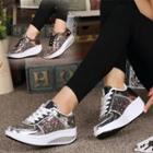 Platform Glitter Lace-up Sneakers
