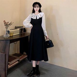 Mock Two-piece Ruffled A-line Dress