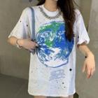 Printed Loose-fit T-shirt White - One Size