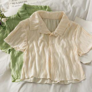 Slim-fit Pleated Crop Shirt