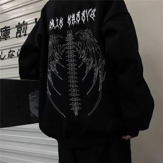 Wings Print Long-sleeve Sweatshirt